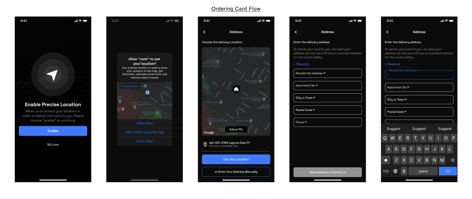 Address entry screen